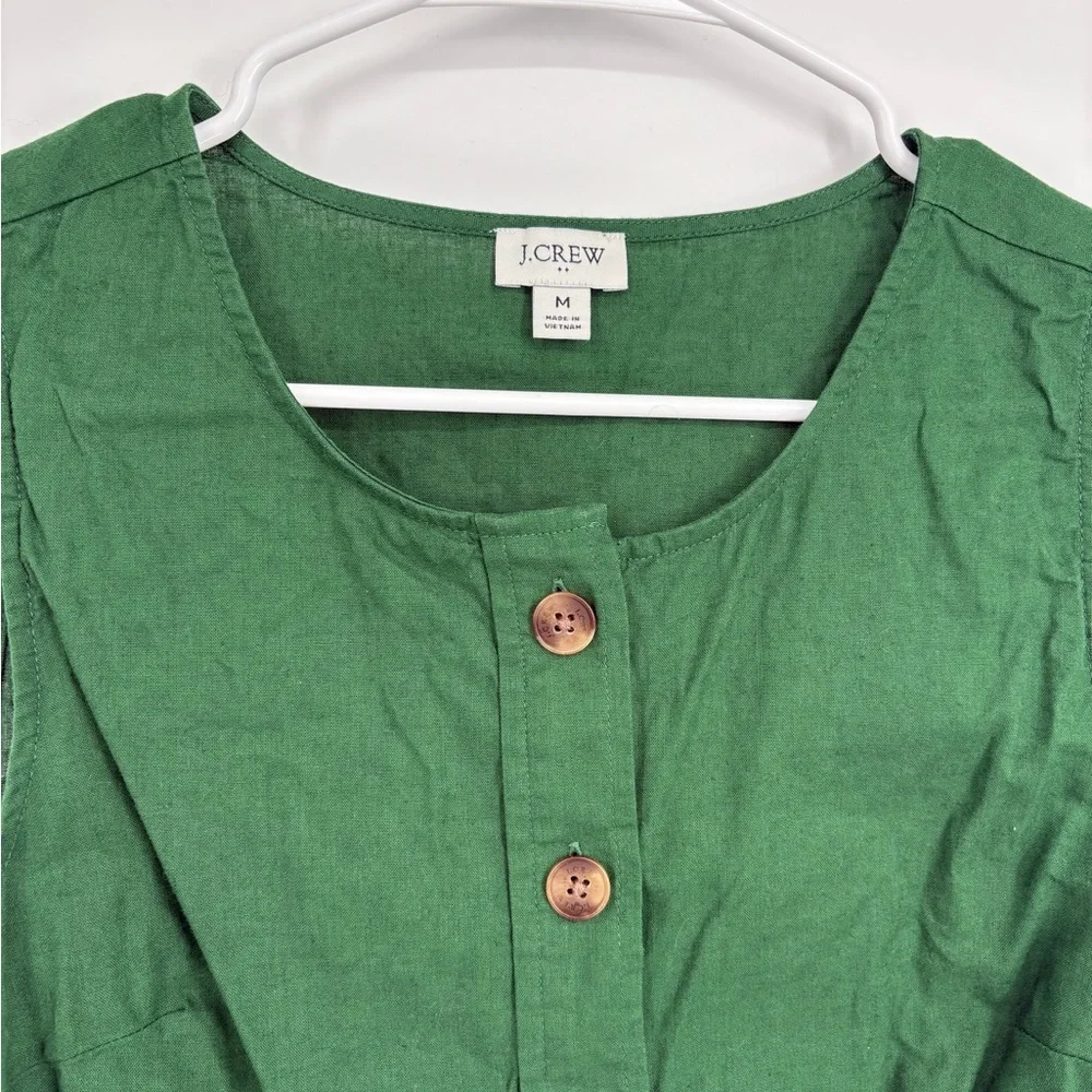 J. Crew Factory Linen Blend Button Front Shell Tank Green - Picture 3 of 9